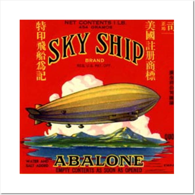 Sky Ship Vintage Abalone Label Cannery Row Monterey Wall Art by REDWOOD9